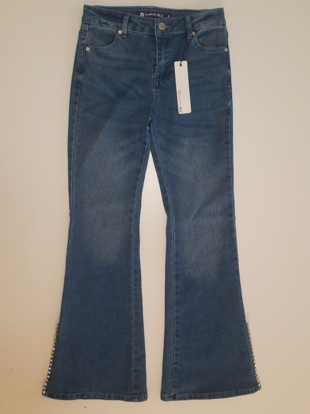 Bling Side Slit Flare Denim Jeans